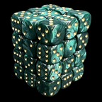 UK Made Dice Lustrous Pearl Jade with Gold 36 x D6 Dice Set