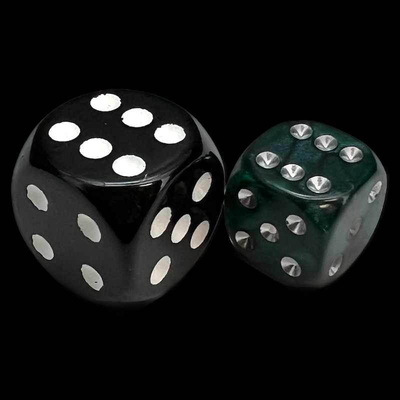 UK Made Dice Lustrous Pearl Jade with Silver 36 x D6 Dice Set