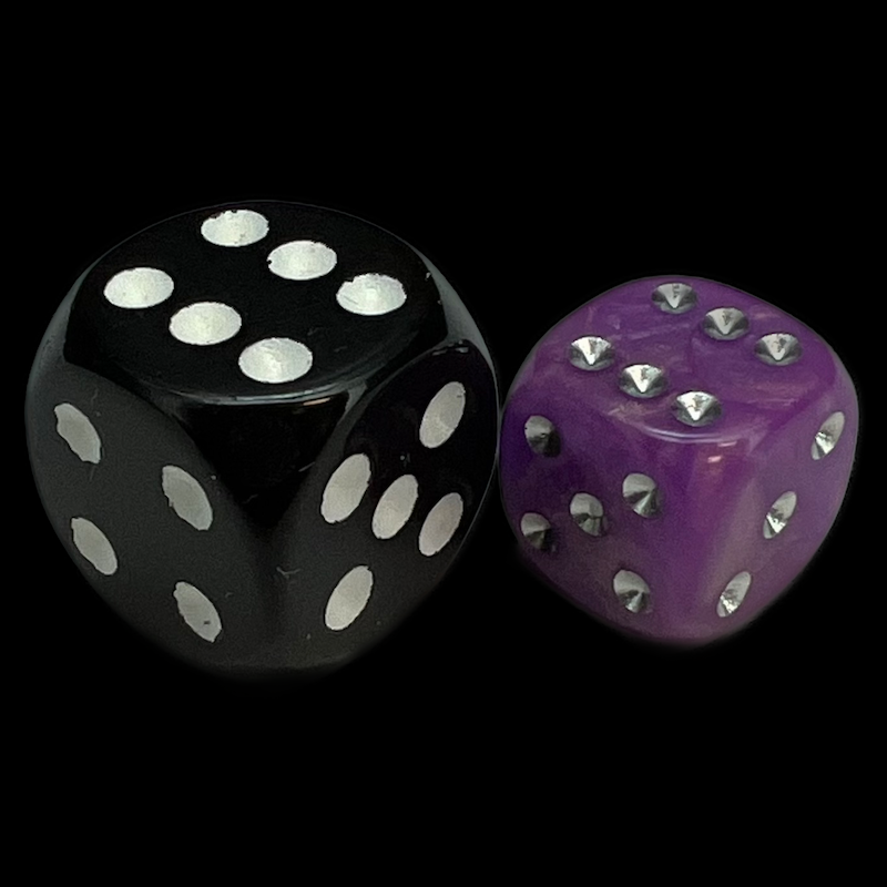 UK Made Dice Lustrous Pearl Lilac with Silver 36 x D6 Dice Set