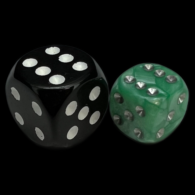 UK Made Dice Lustrous Pearl Mint with Silver 36 x D6 Dice Set
