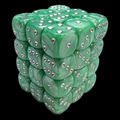 UK Made Dice Lustrous Pearl Mint with Silver 36 x D6 Dice Set