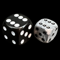 UK Made Dice Lustrous Pearl Mithril with Black 12mm D6 Spot Dice