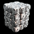 UK Made Dice Lustrous Pearl Mithril with Black 36 x D6 Dice Set