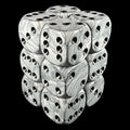 UK Made Dice Lustrous Pearl Mythril with Black 12 x D6 Dice Set