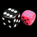 UK Made Dice Lustrous Pearl Pink with Blue 36 x D6 Dice Set