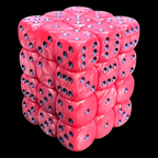 UK Made Dice Lustrous Pearl Pink with Blue 36 x D6 Dice Set