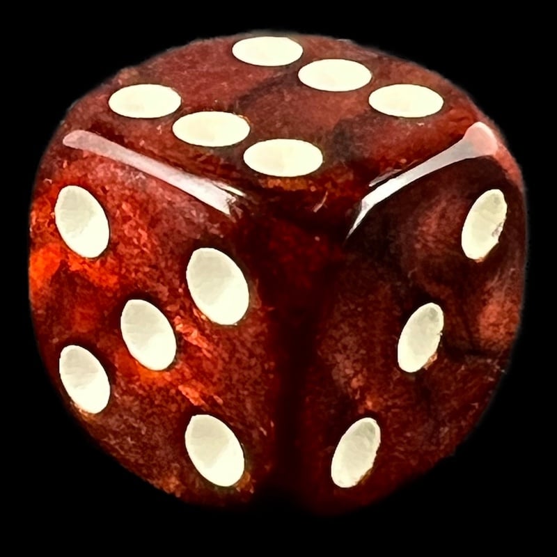 UK Made Dice Lustrous Pearl Shadow Pink with White D6 Spot Dice