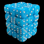 UK Made Dice Lustrous Pearl Teal with Silver 36 x D6 Dice Set