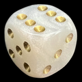 UK Made Dice Lustrous Pearl White with Gold D6 Spot Dice