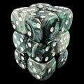 UK Made Dice Pearlescent Slate with White 12 x D6 Dice Set