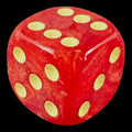 UK Made Dice Lustrous Ruby with Yellow D6 Spot Dice