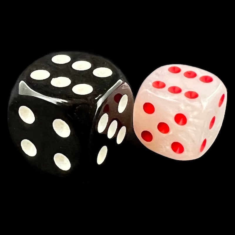 UK Made Dice Lustrous White With Red 36 x D6 Dice Set