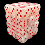 UK Made Dice Lustrous White With Red 36 x D6 Dice Set