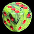 UK Made Dice Marble Green & Black With Red D6 Spot Dice