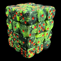 UK Made Dice Marble Green & Black with Red 36 x D6 Dice Set