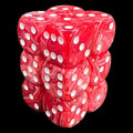 UK Made Dice Marble Pink & Red with White 12 x D6 Dice