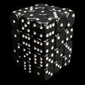UK Made Dice Opaque Black with Silver 36 x D6 Dice Set