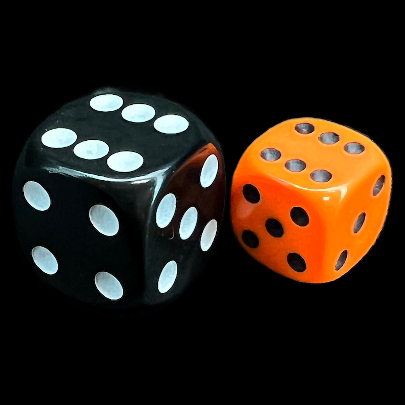 UK Made Dice Opaque Neon Orange with Black 36 x D6 Dice Set