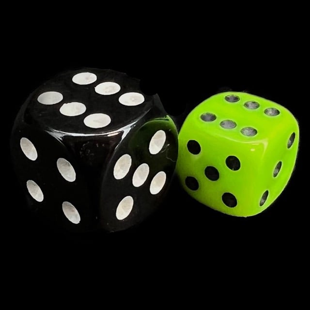 UK Made Dice Opaque Neon Green with Black 12mm D6 Spot Dice