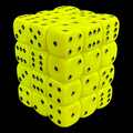 UK Made Dice Opaque Neon Yellow with Black 36 x D6 Dice Set