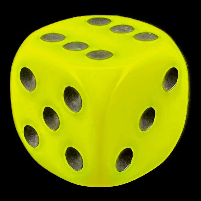 UK Made Dice Opaque Neon Yellow with Black D6 Spot Dice