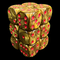 UK Made Dice Pearl Bronze with Red 12 x D6 Dice Set