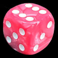 UK Made Dice Pearl Pink with White D6 Spot Dice