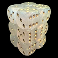 UK Made Dice Pearl Shimmer Ice with Gold 12 x D6 Dice Set