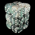 UK Made Dice Pearlescent Slate with Silver 12 x D6 Dice Set