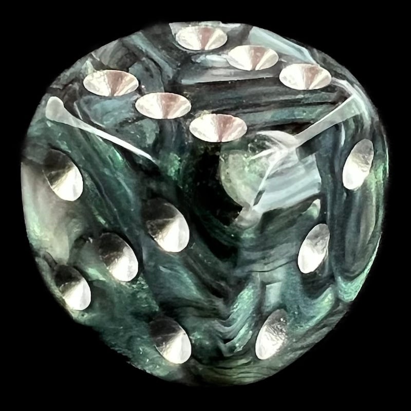 UK Made Dice Pearlescent Slate with Silver D6 Spot Dice