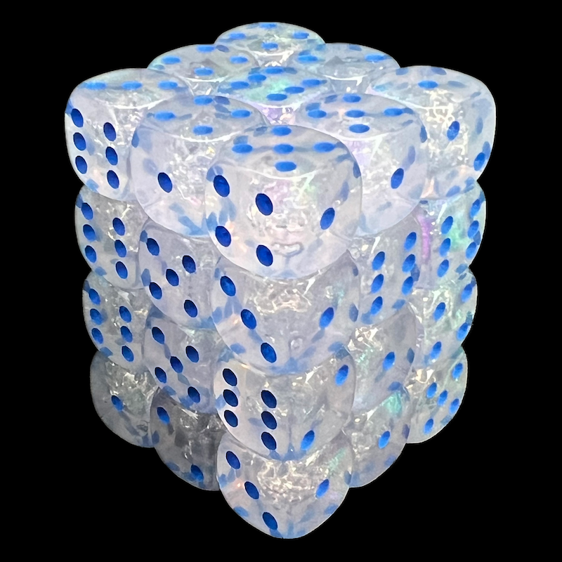 UK Made Dice Cosmic with Blue 36 x D6 Dice Set