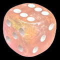 UK Made Dice Translucent Peach Bubble with White D6 Spot Dice