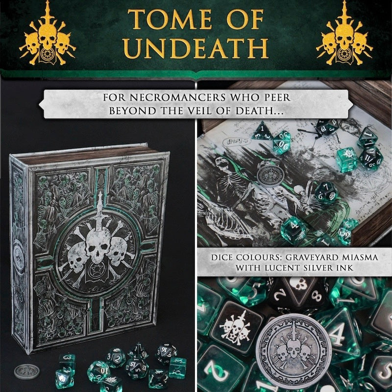Tome of the Undeath (Necromancer) - 10 Dice Polyset / Coin / Dice Tray