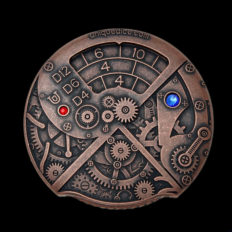 Unique Roulette Dice Antique Bronze - 7 Dice Polyset Spinner