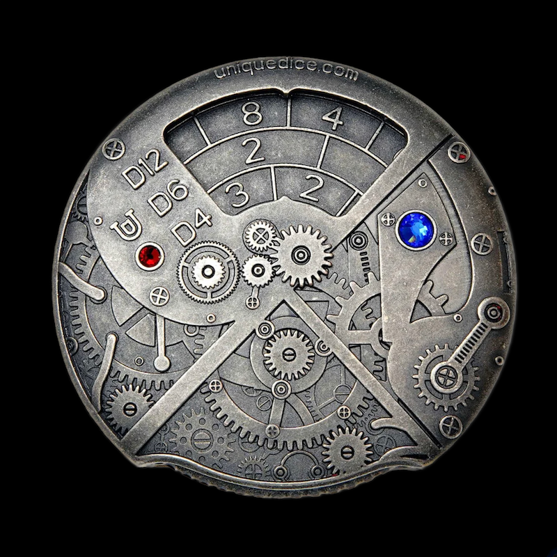 Unique Roulette Dice Antique Silver - 7 Dice Polyset Spinner