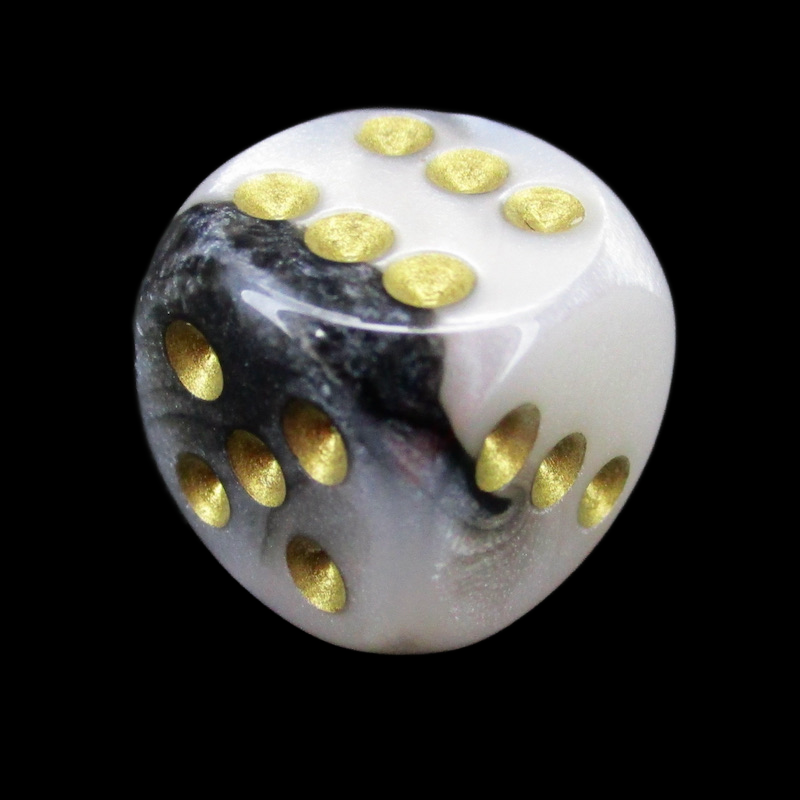 Würfelzeit Alyen Vision White & Black 16mm D6 Spot Dice