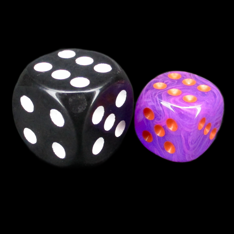 Würfelzeit Cosmoo Tornado Purple &amp; Orange 12mm D6 Spot Dice
