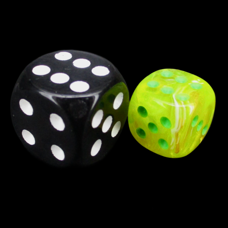 Würfelzeit Cosmoo Tornado Yellow & Neon Green 36 x D6 Dice Set
