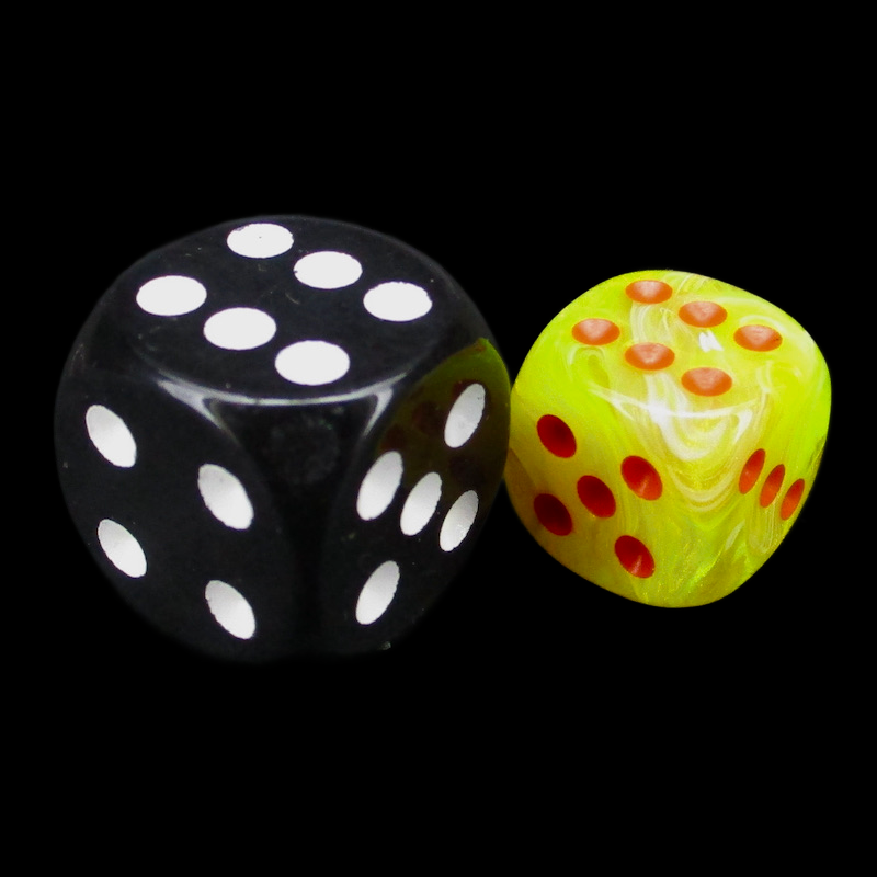 Würfelzeit Cosmoo Tornado Yellow &amp; Orange 12mm D6 Spot Dice