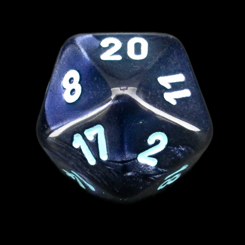 Würfelzeit Silkki Satin Black & Turquoise D20 Dice