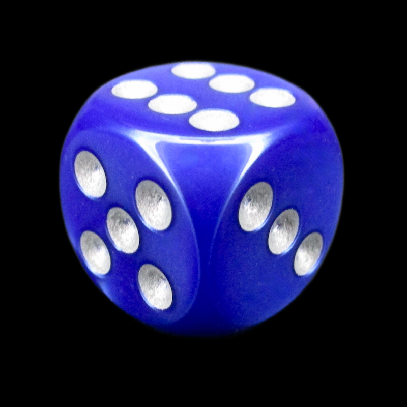 Würfelzeit Silkki Satin Blue & Silver 16mm D6 Spot Dice