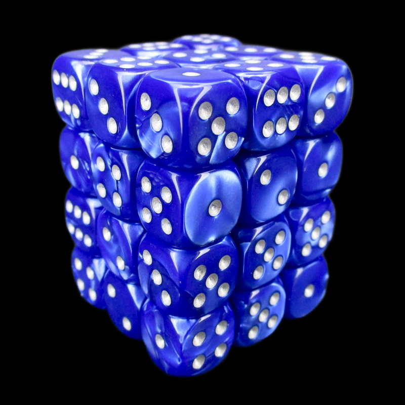 Würfelzeit Silkki Satin Blue & Silver 36 X D6 Dice Set