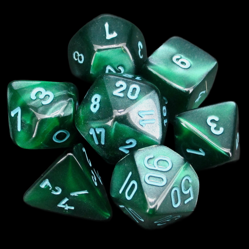 Würfelzeit Silkki Satin Green & Turquoise 7 Dice Polyset