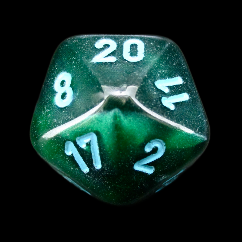 Würfelzeit Silkki Satin Green & Turquoise D20 Dice