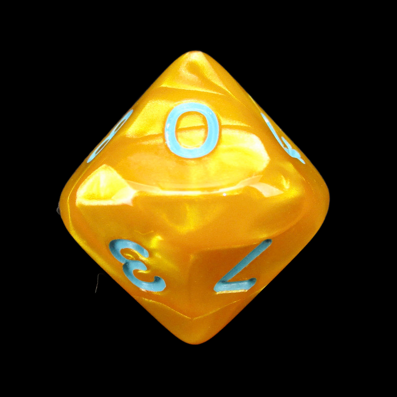HALF PRICE CLEARANCE Würfelzeit Silkki Satin Honey & Turquoise D10 Dice