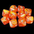 SPECIAL OFFER Würfelzeit Silkki Satin Orange & Turquoise 10 x D10 Dice Set