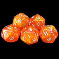 SPECIAL OFFER Würfelzeit Silkki Satin Orange & Turquoise 5 x D20 Dice
