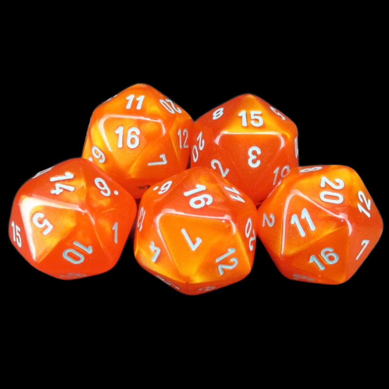 SPECIAL OFFER Würfelzeit Silkki Satin Orange & Turquoise 5 x D20 Dice