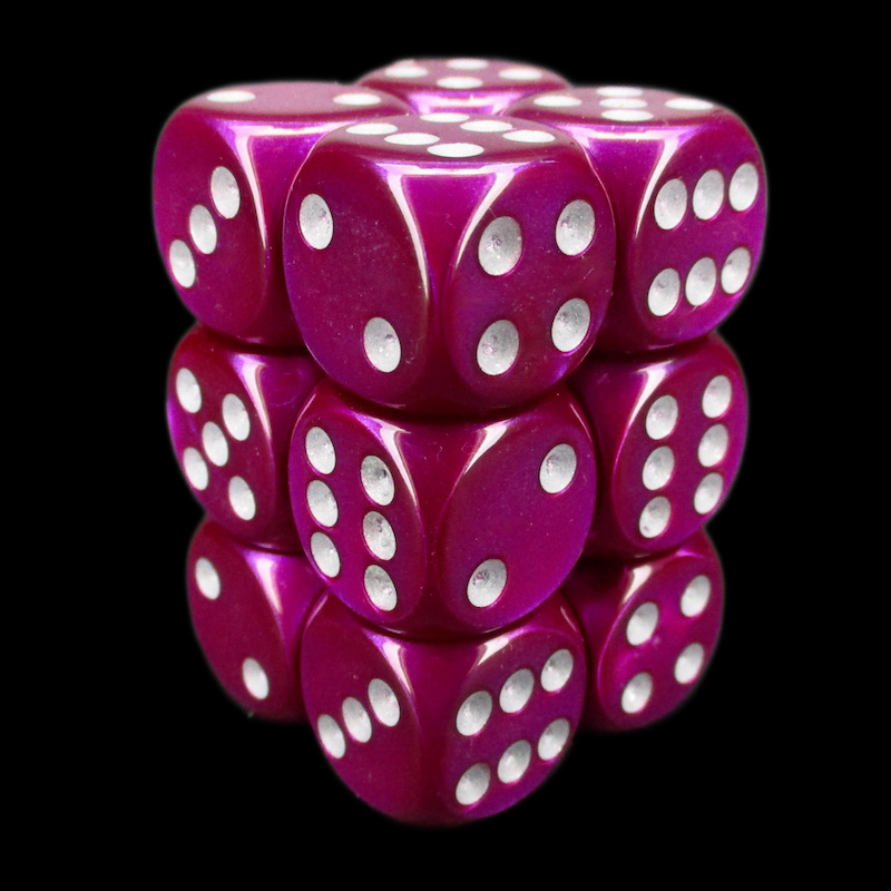 Würfelzeit Silkki Satin Purple & Silver 12 X D6 Dice Set
