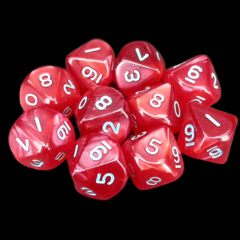 SPECIAL OFFER Würfelzeit Silkki Satin Red & Turquoise 10 x D10 Dice Set